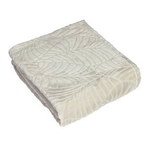 Cream Textured Leaf Pattern Throw Blanket